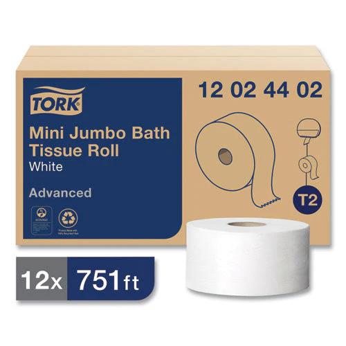 Advanced Mini-jumbo Roll Bath Tissue, Septic Safe, 2-ply, White, 3.48" X 751 Ft, 12 Rolls/carton - Image 2