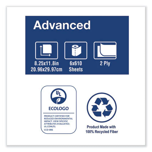 Advanced Centerfeed Hand Towel, 2-ply, 8.25 X 11.8, White, 610/roll, 6/carton - Image 3