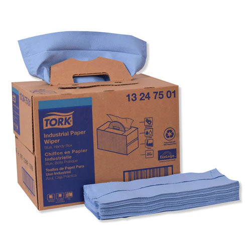 Industrial Paper Wiper, 4-ply, 12.8 X 16.5, Unscented, Blue, 180/carton - Image 1
