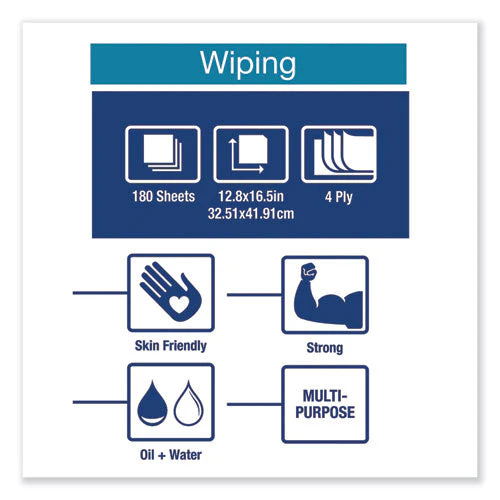Industrial Paper Wiper, 4-ply, 12.8 X 16.5, Unscented, Blue, 180/carton - Image 3
