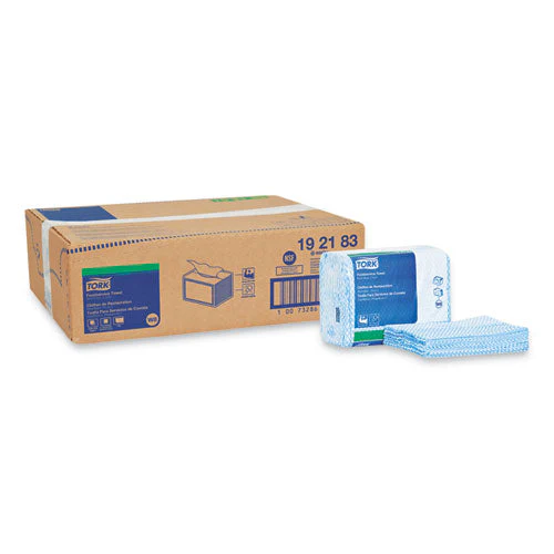 Small Pack Foodservice Cloth, 1-ply, 11.75 X 14.75, Unscented, Blue/white, 80/poly Pack, 4 Packs/carton - Image 1
