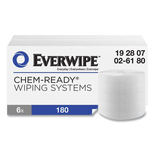 Chem-ready Dry Wipes, 1-ply, 5 X 2.16, Unscented, White, 180/roll, 6 Rolls/carton - Image 1
