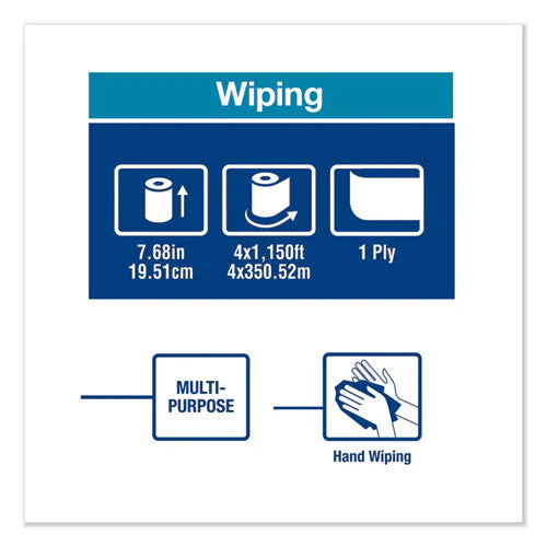 Basic Paper Wiper Roll Towel, 1-ply, 7.68" X 1,150 Ft, White, 4 Rolls/carton - Image 3