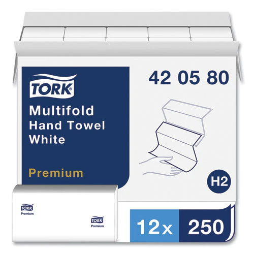 Premium Multifold Towel, 1-ply, 9 X 9.5, White, 250/pack, 12 Packs/carton - Image 2