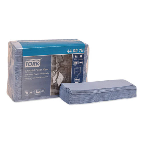 Industrial Paper Wiper, 4-ply, 12.8 X 16.4, Unscented, Blue, 90/pack, 5 Packs/carton - Image 2