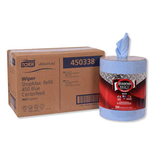 Advanced Shopmax Wiper 450, Centerfeed Refill, 9.9 X 13.1, Blue, 200/roll, 2 Rolls/carton - Image 1