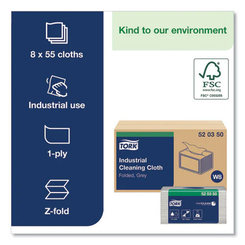 Industrial Cleaning Cloths, 1-ply, 12.6 X 15.16, Gray, 55/pack, 8 Packs/carton - Image 3