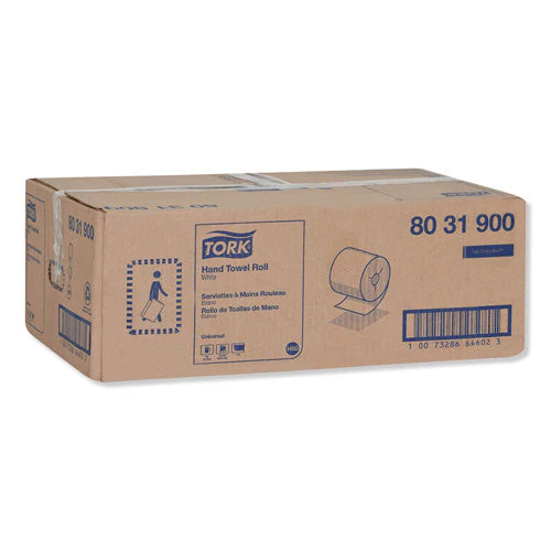 Universal Hand Towel Roll, Notched, 1-ply, 8" X 800 Ft, White, 6 Rolls/carton - Image 2