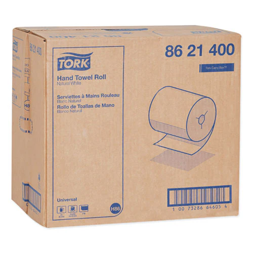 Universal Hand Towel Roll, Notched, 1-ply, 8" X 425 Ft, Natural White, 12 Rolls/carton - Image 2