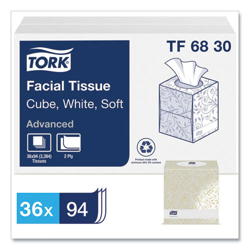 Advanced Facial Tissue, 2-ply, White, Cube Box, 94 Sheets/box, 36 Boxes/carton - Image 3