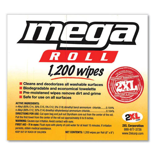 Gym Wipes Mega Roll Refill, 8 X 8, Unscented, White, 1,200/roll, 2 Rolls/carton - Image 3
