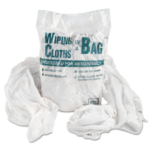 Bag-a-rags Reusable Wiping Cloths, Cotton, White, 1 Lb Pack - Image 1