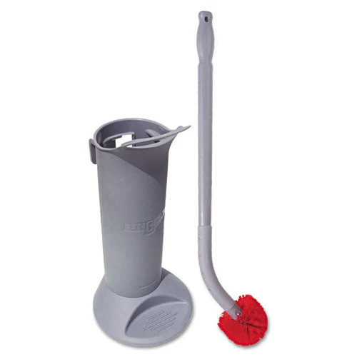 Ergo Toilet Bowl Brush Complete: Wand, Brush Holder And Two Heads, Gray - Image 1