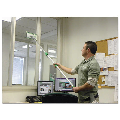 Speedclean Window Cleaning Kit, 72" To 80", Extension Pole With 8" Pad Holder, Silver/green - Image 3