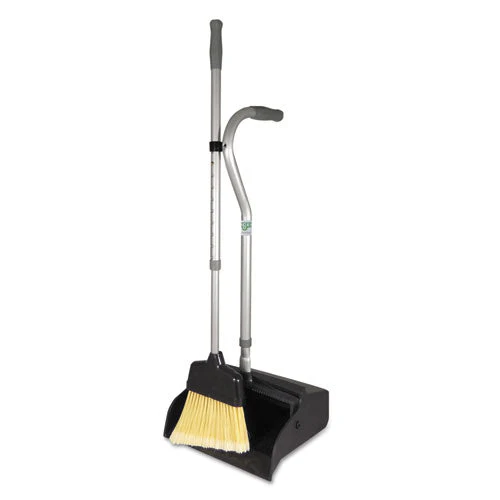 Telescopic Ergo Dust Pan With Broom, 12w X 45h, Metal, Gray/silver - Image 1