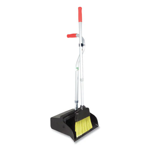 Telescopic Ergo Dust Pan With Broom, 12" Wide, 34" To 44" Pan, 47" To 57" Broom, Metal/vinyl/cotton, Black/silver/red - Image 1