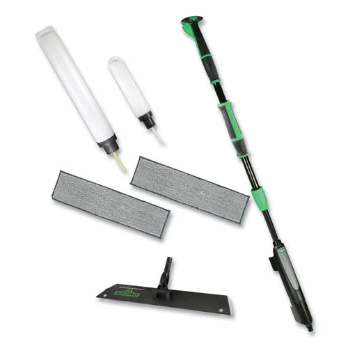 Excella Floor Cleaning Kit, 20" Gray Microfiber Head, 48" To 65" Black/green Handle - Image 1