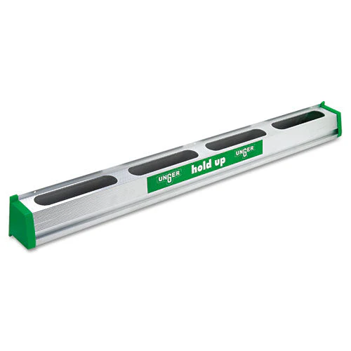 Hold Up Aluminum Tool Rack, 36w X 3.5d X 3.5h, Aluminum/green - Image 1