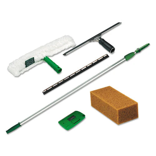 Pro Window Cleaning Kit With 8 Ft Pole, Scrubber, Squeegee, Scraper, Sponge - Image 1