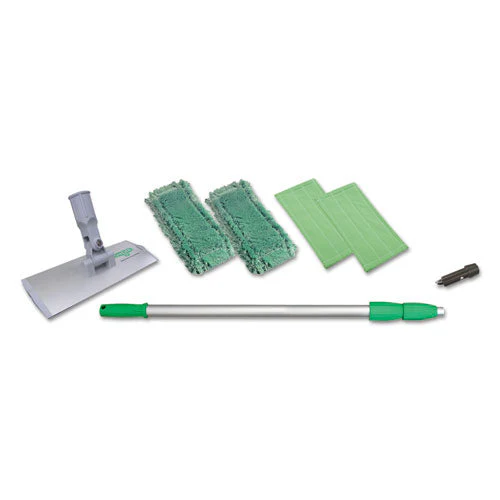 Speedclean Window Cleaning Kit, Aluminum, 72" Extension Pole, 8" Pad Holder, Silver/green - Image 1