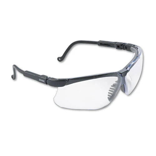 Genesis Wraparound Safety Glasses, Black Plastic Frame, Clear Lens - Image 1