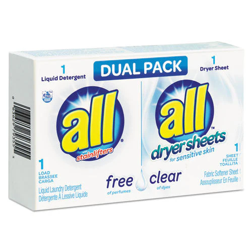 Free Clear He Liquid Laundry Detergent/dryer Sheet Dual Vend Pack, 100/ctn - Image 1