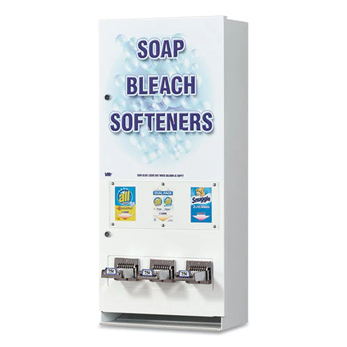 Coin-operated Soap Vender, 3-column, 16.25 X 9.5 X 37.75, White/blue - Image 1