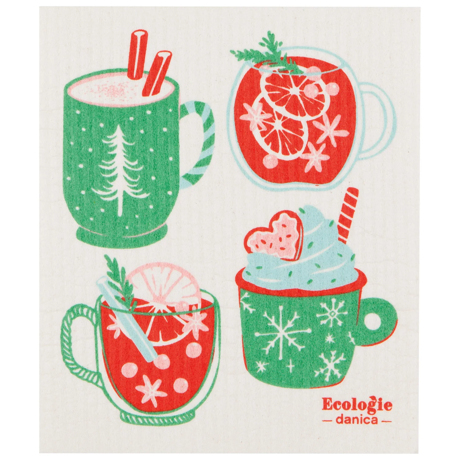 Swedish Dishcloth, Christmas Cozy Cups - Image 1
