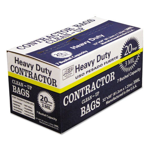 Heavy-duty Contractor Clean-up Bags, 60 Gal, 3 Mil, 32" X 50", Black, 20/carton - Image 1