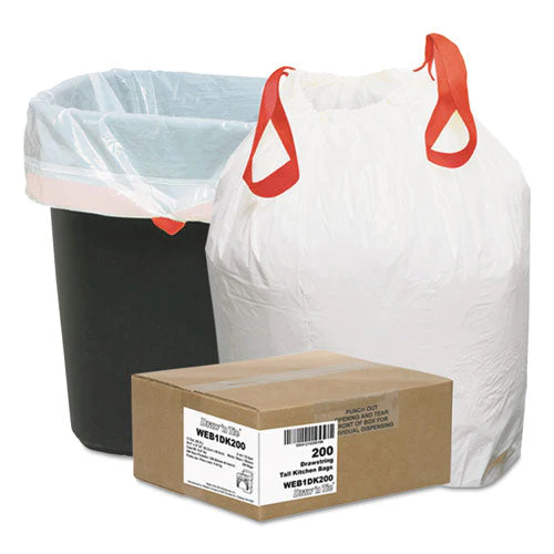 Heavy-duty Trash Bags, 13 Gal, 0.9 Mil, 24.5" X 27.38", White, 50 Bags/roll, 4 Rolls/box - Image 1