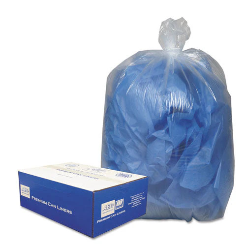 Linear Low-density Can Liners, 10 Gal, 0.6 Mil, 24" X 23", Clear, 25 Bags/roll, 20 Rolls/carton - Image 1