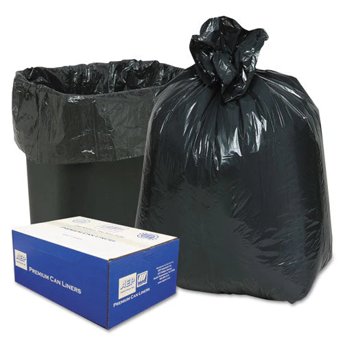 Linear Low-density Can Liners, 16 Gal, 0.6 Mil, 24" X 33", Black, 25 Bags/roll, 20 Rolls/carton - Image 1