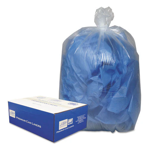 Linear Low-density Can Liners, 60 Gal, 0.9 Mil, 38" X 58", Clear, 10 Bags/roll, 10 Rolls/carton - Image 1