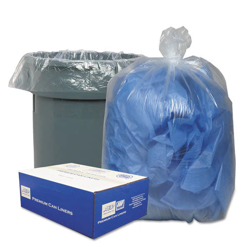 Linear Low-density Can Liners, 56 Gal, 0.9 Mil, 43" X 47", Clear, 10 Bags/roll, 10 Rolls/carton - Image 1