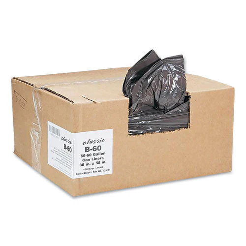 Linear Low-density Can Liners, 55 To 60 Gal, 0.9 Mil, 38" X 58", Black, 10 Bags/roll, 10 Rolls/carton - Image 1
