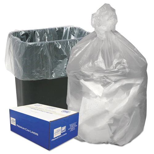 Can Liners, 10 Gal, 8 Mic, 24" X 24", Natural, 50 Bags/roll, 20 Rolls/carton - Image 1