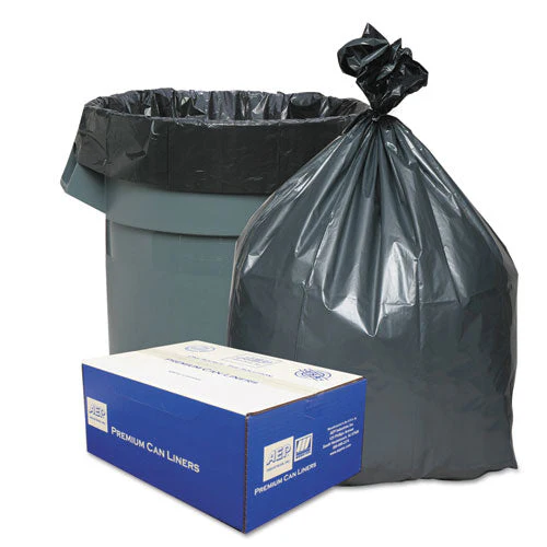 Can Liners, 56 Gal, 1.55 Mil, 43" X 48", Gray, 10 Bags/roll, 5 Rolls/carton - Image 1