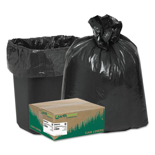 Linear Low Density Recycled Can Liners, 10 Gal, 0.85 Mil, 24" X 23", Black, 25 Bags/roll, 20 Rolls/carton - Image 1