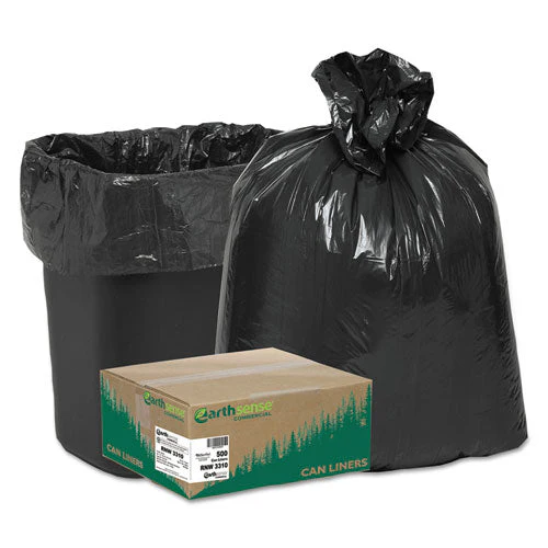 Linear Low Density Recycled Can Liners, 16 Gal, 0.85 Mil, 24" X 33", Black, 25 Bags/roll, 20 Rolls/carton - Image 1