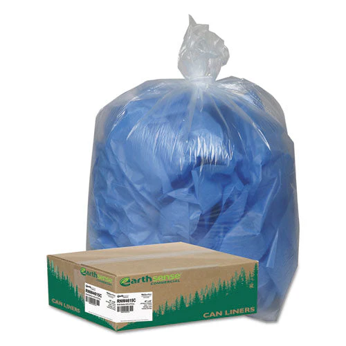 Linear Low Density Clear Recycled Can Liners, 45 Gal, 1.5 Mil, 40" X 46", Clear, 10 Bags/roll, 10 Rolls/carton - Image 1
