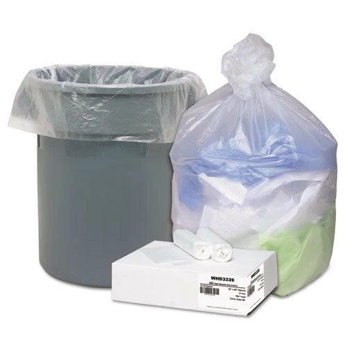 Can Liners, 33 Gal, 11 Mic, 33" X 40", Natural, 10 Bags/roll, 10 Rolls/carton - Image 1
