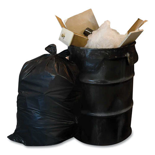 Heavy-duty Low-density Wing Tie Contractor Bags, 55 Gal, 3 Mil, 35.75 X 53.88, Black, 15 Bags/roll, 4 Rolls/carton - Image 2