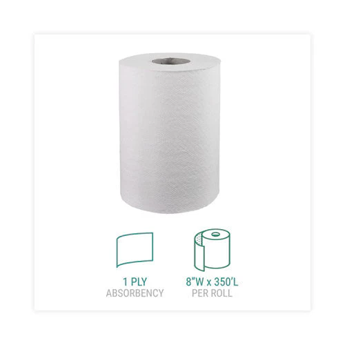 Hardwound Roll Towels, 1-ply, 8" X 350 Ft, White, 12 Rolls/carton - Image 3