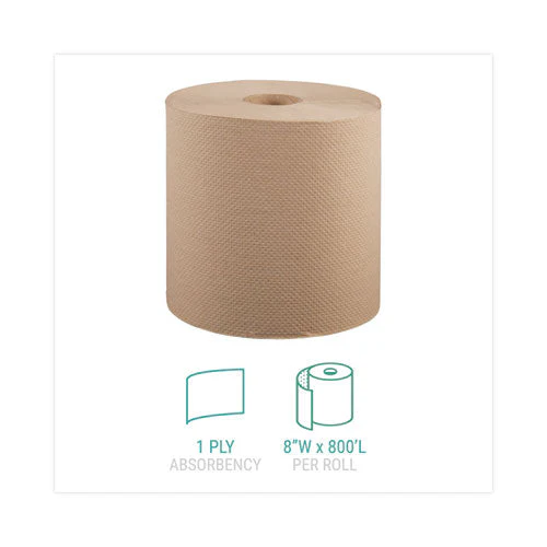 Hardwound Roll Towels, 1-ply, 8" X 800 Ft, Natural, 6 Rolls/carton - Image 3
