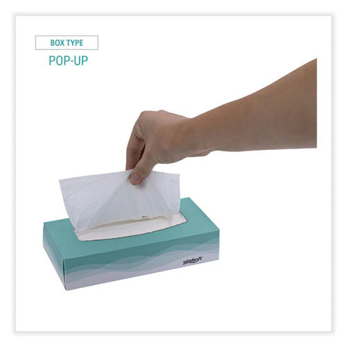Facial Tissue, 2 Ply, White, Flat Pop-up Box, 100 Sheets/box, 30 Boxes/carton - Image 3