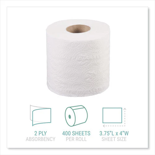 Bath Tissue, Septic Safe, Individually Wrapped Rolls, 2-ply, White, 400 Sheets/roll, 24 Rolls/carton - Image 2