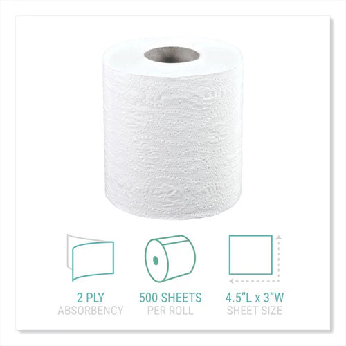 Bath Tissue, Septic Safe, Individually Wrapped Rolls, 2-ply, White, 500 Sheets/roll, 48 Rolls/carton - Image 3