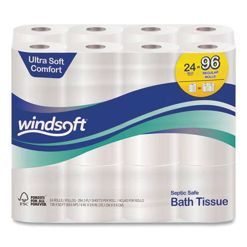 Premium Bath Tissue, Septic Safe, 2-ply, White, 284 Sheets/roll, 24 Rolls/carton - Image 1