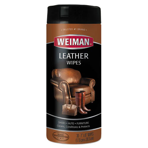 Leather Wipes, 1-ply, 7 X 8, White, 30/canister, 4 Canisters/carton - Image 1