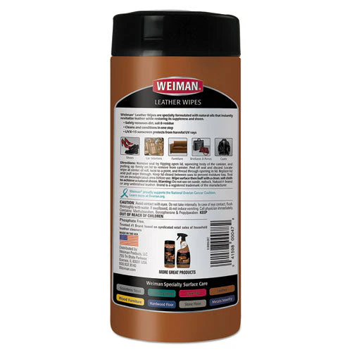 Leather Wipes, 1-ply, 7 X 8, White, 30/canister, 4 Canisters/carton - Image 3
